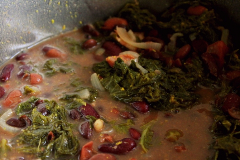 Calico Mustard Greens and Beans | Nourishing Days